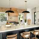 2 Pack 17.8" Black Gold Dome Metal Pendant Lights Kitchen Island, Large