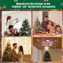 Christmas Tree Topper, Christmas Star Tree Topper Built-in LED Rotating Lights, Plug in 3D Sliver Glittered Star Tree Topper for Xmas Party Holiday Decorations