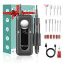 Electric Nail Drill 45000RPM Cordless Portable Rechargeable Nail Drill Kits for Acrylic Gel Nails (M202-Gray)
