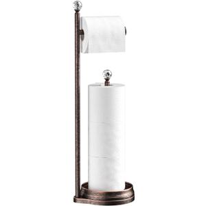 Toilet Paper Holder for Bathroom, Heavy Weighted Metal Free Standing Toilet Paper Holder Stand with Crystal Ball, Toilet Paper Roll Stand for Bathroom Accessories (Oil Rubbed Bronze)