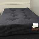 MAXYOYO Tri-Fold Mattress, 6 Inch Tufted Folding Mattress Full Foam Bed, Foldable Floor Couch Guest Bed Topper Portable Camping Sleeper with Corded Fabric, Black, 53"x75"