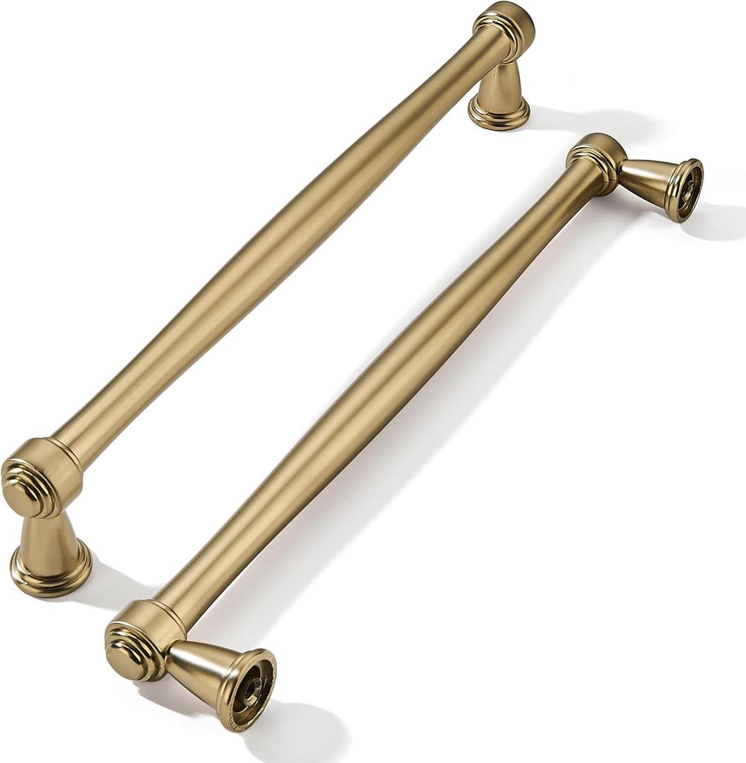 khtumeware 2 Pack 8 Inch(203mm) Brushed Brass Cabinet Pulls, Brushed Gold Kitchen Cabinet Handles Gold Kitchen Cabinet Hardware for Cupboard Drawer Handles Dresser Pulls