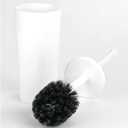 mDesign Slim Plastic Toilet Bowl Brush and Holder Set, Modern Compact Storage Organizer Cleaner Scrubber for Toilet - Heavy Duty Cleaning Plunger for Bathroom, Aura Collection - White