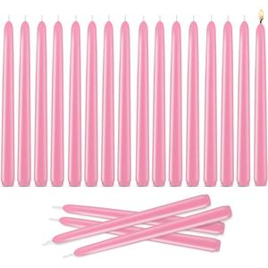 10 Inch Pink Taper Candles Set of 20, Dripless and Unscented Candle Sticks for Dinner, Shabbat, Halloween, Christmas, Wedding, 8 Hours