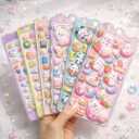 Mini 3D Puffy Stickers, 230+ Kawaii Cute Stickers (6 Sheets, 2 Styles), Soft Raised Bubble Stickers for Phone Case, Journals, Planners, Scrapbooking, DIY Decor