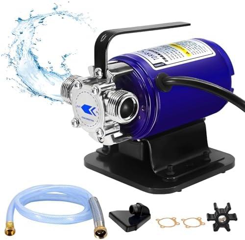 TDRRICH Water Transfer 115V 1/10HP Electric Utility Pump with Inline Hose Kit,360GPH Portable Pool Drain Self Priming Pump for Removing Water from Garden,Hot Tub,Heater,Rain Barrel, Aquariums, etc