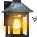 Solar Powered Wall Lanterns Outdoor with 3 Modes, Dusk to Dawn Motion Sensor LED Sconce Lights Waterproof, Exterior Front Porch Security Lamps Wall Mount Patio Fence Decorative Light Fixtures (Black (1 Pack))