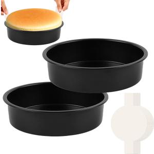 10 Inch Cake Pan Set of 2 - Nonstick Carbon Steel Round Cake Baking Pans with Parchment Paper, Dishwasher Safe, Durable for Large Layer Cakes, Birthday & Christmas Baking