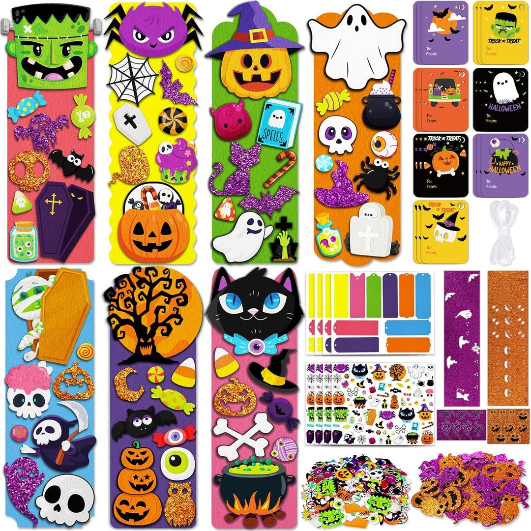 40 Sets Halloween Crafts for Kids DIY Bookmarks Kits Ages 4-8 Classroom Activities