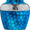 Trupoint Memorials Extra Large Urn for Ashes Adult Male or Female Up to 300 lbs – Cremation Urns for Human Ashes, Funeral Memorial Urns for Men & Women – Light Blue