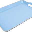 Spsyrine Light Blue Decorative Tray, Elegant Plastic Serving Tray with Handles, Coffee Table Tray for Ottoman, Living Room, Home Decor