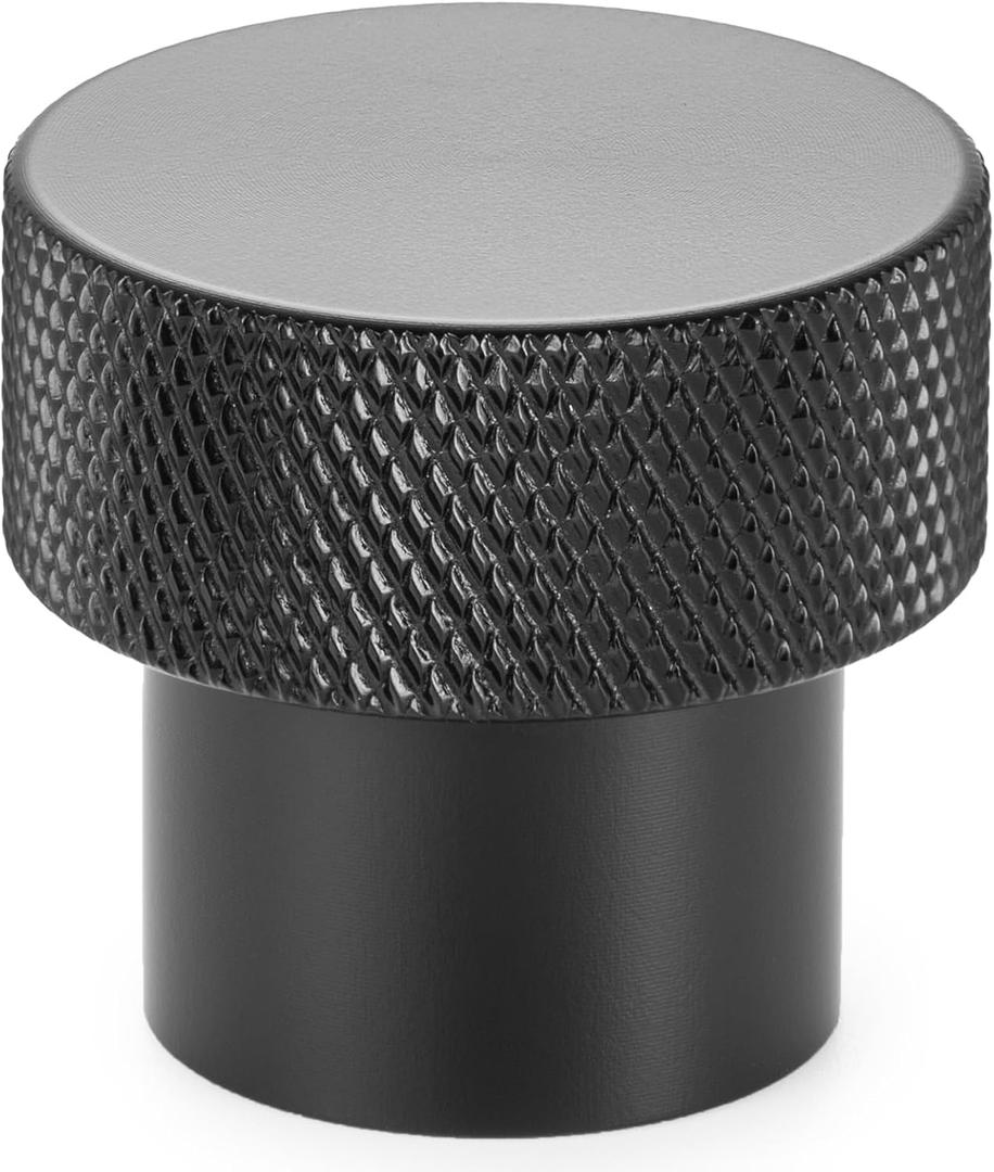 KOOFIZO Knurled Cabinet Knob - Black Pull Handle (28mm / 1.1 Inch), 10-Pack K22 Solid Hardware for Kitchen Cupboard Door, Bedroom Dresser Drawer, Bathroom Wardrobe