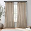 MIULEE Taupe Linen Curtains 96 Inch Length 2 Panels for Bedroom Living Room, Back Tab & Hook Belt Pleated Soft Thick Linen Textured Window Drapes Semi Sheer Light Filtering Farmhouse Burlap Look Decor