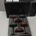 Art Deco Colored Vintage Coupe Glasses, Ribbed Crystal Handmade Martini, Cocktail & Champagne Glasses, Perfect for Dessert, Manhattan, Cosmopolitan, Gimlet, Pisco Sour - 7Oz