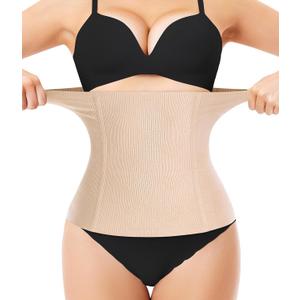 Nebility Waist Trainer for Women Plus Size Corset Shapewear Tummy Control Waist Cincher Postpartum Girdle Body Shaper (X-Large Regular, Beige Regular Size)