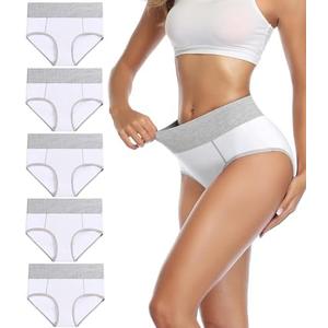 wirarpa Women's Cotton Underwear High Waist Stretch Briefs Soft Underpants Ladies Full Coverage Panties 4 Pack, S