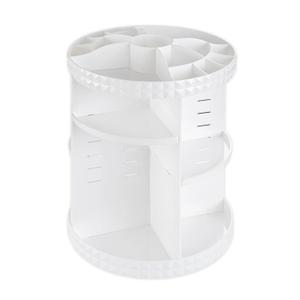 V-HANVER 360 Rotating Makeup Organizer Perfume Organizer White Cosmetic Storage Display Case Large Capacity Acrylic Beauty Holder Adjustable Partition Height for Bedroom Dresser or Bathroom Vanity