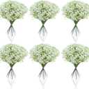 Grevosea 120 Pcs White Babys Breath Artificial Flowers, Artificial Flowers Bulk Real Touch Flower for Wedding Party Home Garden Decoration