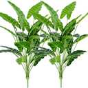 Artificial Plants 2 Pcs Artificial Alocasia Plants 28inch Faux Alocasia Tree Large Fake Plants Family Office Indoor Outside Decor