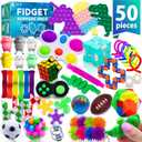 50 Pcs Fidget Toys Pack - Stocking Stuffers for Kids, Gifts for Kids, Party Favors - Adults Stress Relief Sensory Toy - ADHD Toys Bulk for Classroom Treasure Box Prizes - Pop Its