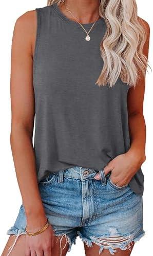 Smile Fish Women Crewneck Flowy Loose Fit Tank Top Sleeveless Summer Tops Shirts XL