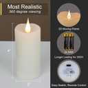 TECHLONG Flickering Flameless Candles with 3D Moving Flame, 6 Pack Battery Operated Candles with Remote Timer, 2" x 4" Ivory Real Wax Pillar Electric LED Candle for Wedding Party