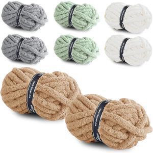 8 Packs Jumbo Chunky Chenille Yarn - 2040g(72oz) 245 Yards (224m) Bulky Yarn - Chunky Yarn for Hand Knitting Blanket,Cushions, Pet Bed - Soft and Durable(Mix-Clolor)