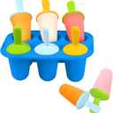 Miaowoof Silicone Popsicles Molds for Toddlers, 6-Cavity Non-BPA Premium Silicone Small Popsicle Molds, Ice Pop Mold with 6 Colorful Reusable Sticks for Kids (Blue)