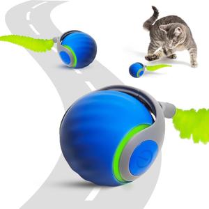 Speedy Tail Cat Toy 2.0, Interactive Cat Ball Toy for Bored Indoor Cats, Automatic Moving Pet Play Ball, Two Speed Adjustment with Replacement Tail