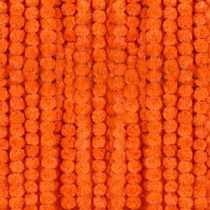 6 Pcs - 5 Feet Marigold Garland Indian American Wedding Party Mantle Decoration, Dia de Los Muertos Faux Garlands Diwali Decoration, Spring Bush Floral Dark Orange