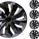 Hubcap Wheel Cover Replacement R17 Hub Caps Universal-Fit Steel Wheel Rim Cover ABS Material Exterior Accessories for Most Car Truck SUV -Set of 417-inchBlack