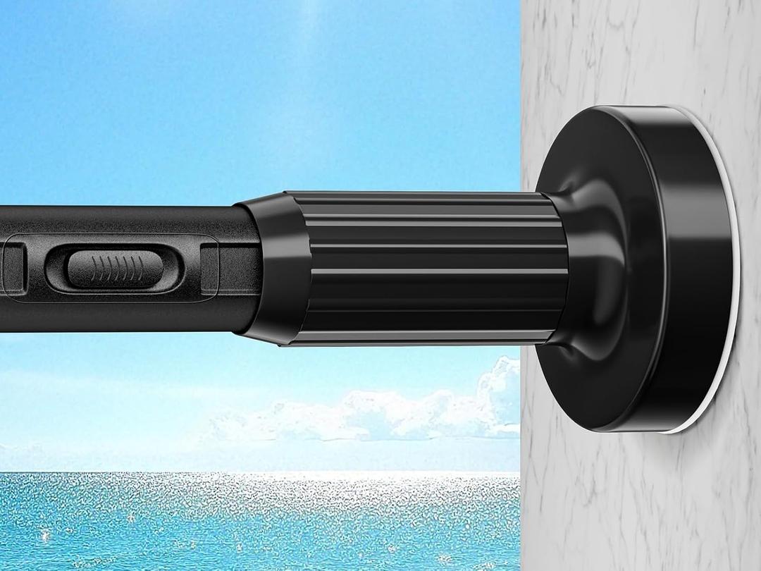 Tension Curtain Rod 41-86In-150Lb, Curtain Rod No Drilling for Window or Bathroom Patio, Adjustable Heavy Duty Shower Curtain Rod, Easy to Install, Never Rust, Rod Diameter 1.26 Inches-Black