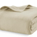 LANE LINEN Twin Blanket for Bed 100% Cotton Blanket for Year-Round Comfort - Cozy, Soft & Breathable Bed Blankets - Herringbone Weave 350 GSM - Great for Dorms, College Students, & Loved Ones - Beige