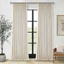 Pleated Cream Beige Linen Blackout Curtains for Bedroom 90 Inch Length 2 Panels Pinch Pleat Back Tab Neutral Farmhouse Living Room Darkening Curtains Track System Thermal Insulated Black Out Drapes