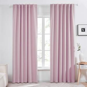 Deconovo Blackout Curtains, Thermal Insulated, W52 x L95 2 Panels, Back Tab, Machine Washable, Room-Darkening Drapes for Bedroom/Living Room Lavender
