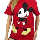 Disney Womens Mickey Mouse Relaxed Fit Tee (Small, Regular, Stroll Red)