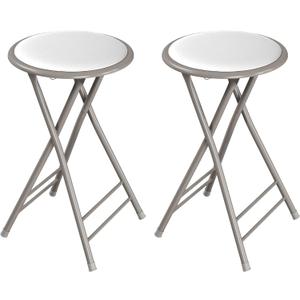 Lavish Home Set of 2 Counter Height Bar Stools - 24-Inch Backless Folding Chairs with 225lb Capacity for Kitchen, Rec Room, or Game Room (White)