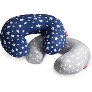 2 Pack Nursing Pillow Cover Grey and Navy for Infant, Snug Fits Boppy Nursing Pillows, Breastfeeding Nursing Pillow Slipcovers Super Soft, for Breastfeeding Moms, Navy & Gray Star