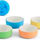 Elk and Friends Kids Porcelain Bowls with Silicone Suction Sleeves | Suitable for Babies/Toddlers | Microwave & Dishwasher Safe | Stay Put Dinnerware | Snack Dishes | 4 Pack