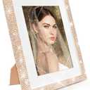 8x10 Bling Picture Frame, Display Pictures 5x7 with Mat or 8x10 Without Mat, Tabletop or Wall Mount Glitter Shiny Crystal Photo Frame With Sparkle Glass Rhinestones, Horizontally or Vertically (Golden)