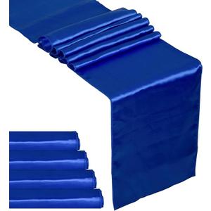 5 Pack Royal Blue Satin Table Runner 12 x 108 Inches Long, Bright Satin Silky Smooth Table Decor for Birthday Party Decorations Wedding Banquets