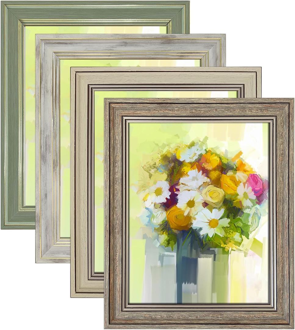 LUCKYLIFE 8x10 Picture Frame Set of 4, Rustic Farmhouse Picture Frames for Table or Wall Hanging