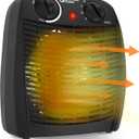 Comfort Zone Indoor Space Heater with Adjustable Thermostat, Fan Forced, Electric, Overheat Protection, Safety Tip-Over Switch, Energy Efficient, Ideal for Home, Bedroom, & Office, 1,500W, CZ45EBK (Black)