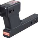 864129 Trailer Hitch Riser with 6-1/4 inch Rise/Drop for 2 inch Receiver Hitch Extension, 2 inch Shank, Matte Black (6 inch drop/rise)