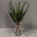 VIERENA 17.5" Artificial Eucalyptus Stems in Glass Vase with Faux Water,Fake Plant Eucalyptus Leaves White Seeds for Centerpiece Table Decorations Farmhouse Wedding Home Greenery Decor (Sage Green)