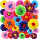 Geyee 27 Pcs Mexican Paper Flowers Colorful Fiesta Tissue Paper Flowers Mexican Carnival for Floral Party Backdrop Birthday Wedding Party 8, 10, 12 Inch(Stylish Color)