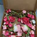 18 Inches Valentines Wreaths for Front Door Romantic Valentine Heart Wreath with Red White Pink Tulip Rose Valentine Flower Wreath for Window Wall Porch Indoor Outdoor Hanging