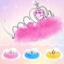 Princess Dress Up Shoes Set, Girls Role Play Dress Up Toys,Toddler Pretend Play Crown Kit Gift Set for Little Girls Aged 3-6 Years Old