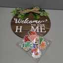 Interchangeable Seasonal Welcome Sign Front Door Decoration, Rustic Round Wood Wreaths Wall Hanging Outdoor, Farmhouse, Porch, for Spring Summer Fall All Seasons Holiday Halloween Christmas. (12 Inch, 01blown)