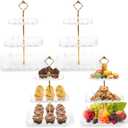 3 Tier Plastic Cupcake Stand, White Square Dessert Tiered Serving Stand, Cake Pastry Display Tower Tray Platter Holder for Buffet, Cookie, Fruit, Table Decor, Party, Wedding, Birthday